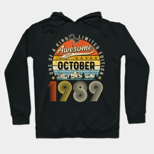 Awesome Since October 1989 Vintage 34th Birthday Hoodie